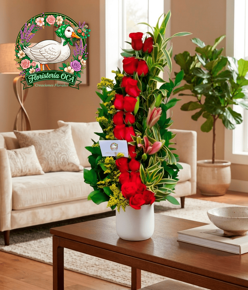 Ramo de Rosas en Escalera
